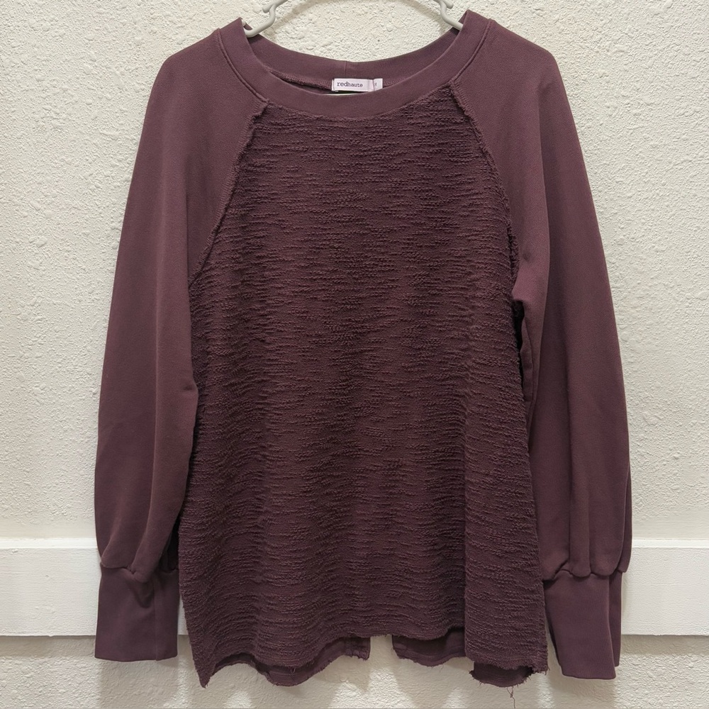 Red Haute Purple Textured Crew Neck Pullover Size M